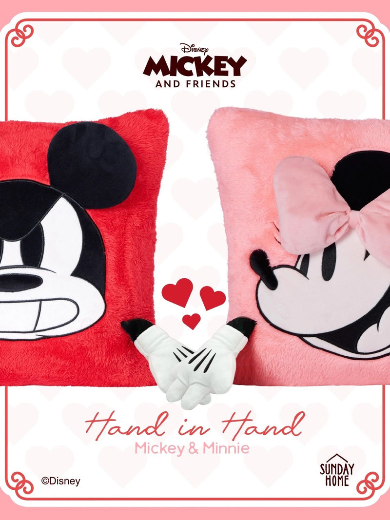Mickey and Minnie Hand in Hand Plush Pillow